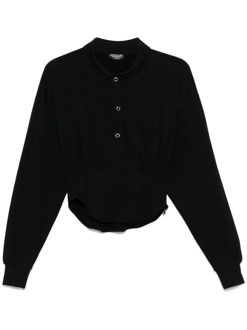 Corseted polo shirt - Black