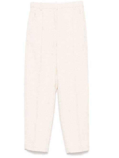 High-waist corduroy trousers - White