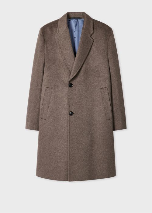 Taupe Wool-Cashmere Overcoat Grey