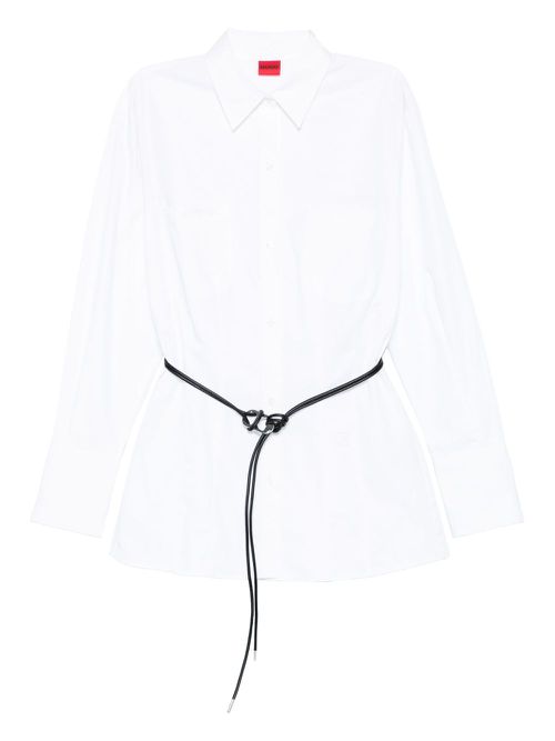 Belted cotton shirt - White