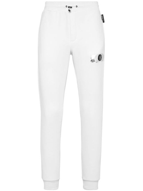 Tapered cotton-blend track pants - White