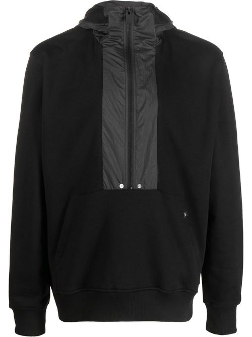 Panelled long-sleeve hoodie - Black
