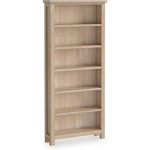 Farro Washed Oak Large Bookcase with 6 Shelves | Bookshelf | Roseland