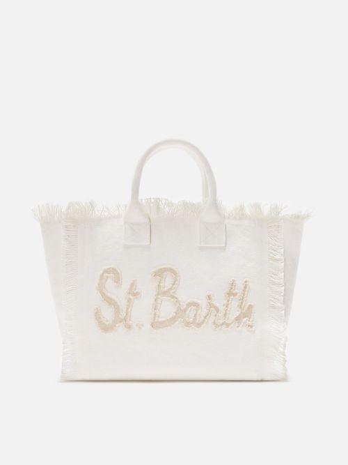 White Colette Canvas Bag With Fabric Logo Patch - Unisex