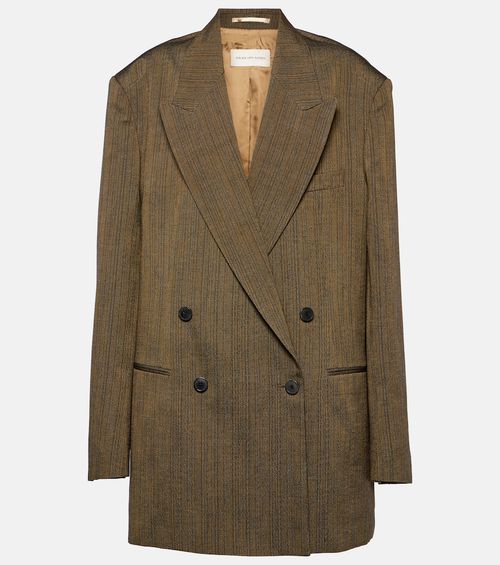 Double-breasted cotton-blend blazer