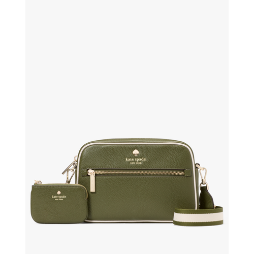 Kate Spade Womens Emma Colorblock Pebbled Leather Small Camera Bag - Dark Green - One