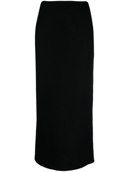 High-waist wool pencil skirt - Black