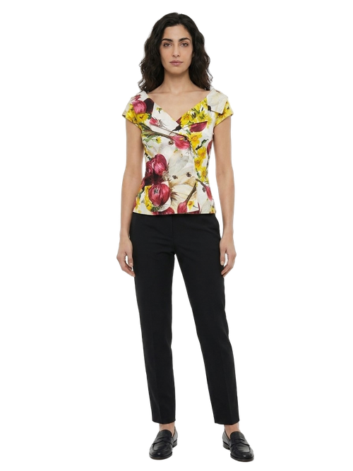 Floral Cotton-Silk Blend Blouse — Multicolor