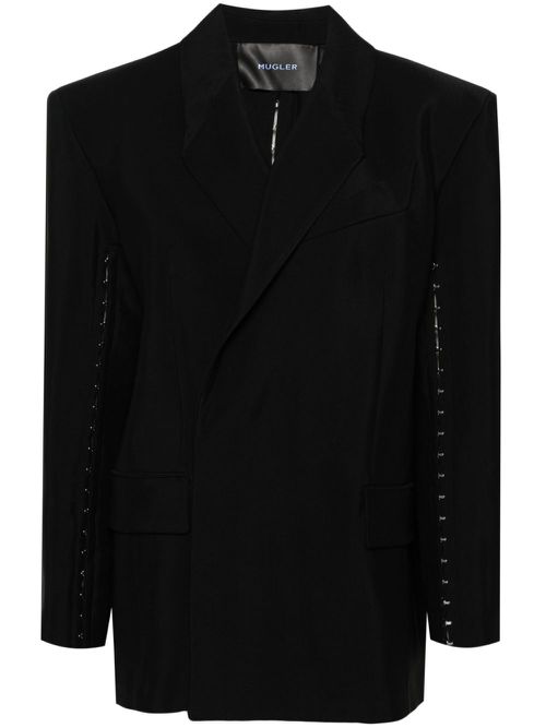 Hook-detail double-breasted blazer - Black