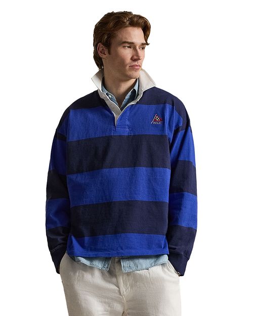 Oversized Fit Stripe Jersey Rugby Shirt