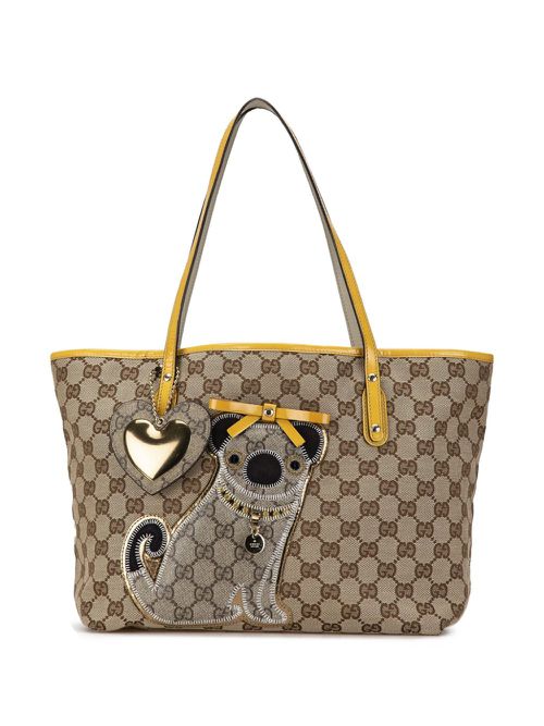 2000-2015 Small GG Canvas Oliver Pug tote bag - Brown