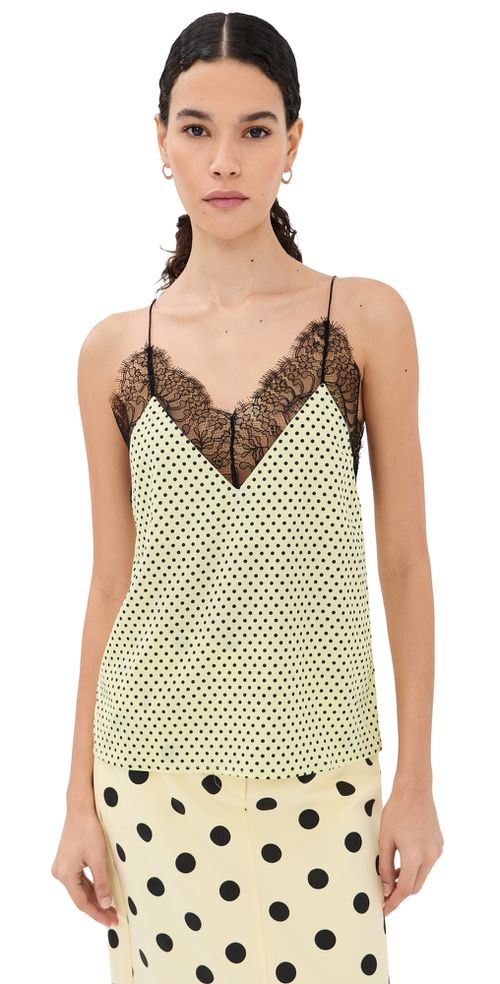Layla Silk Top Lemon Polka Dot