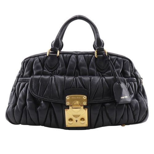 Miu Miu Matelasse Black Leather Handbag Pre-Owned