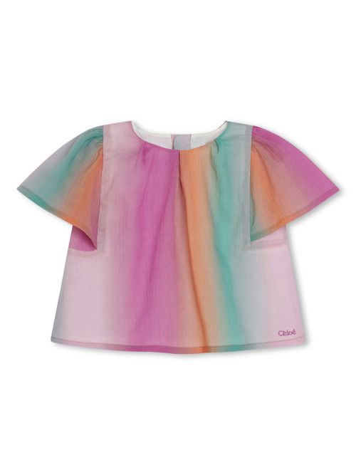 Gradient-effect cotton blouse - Pink