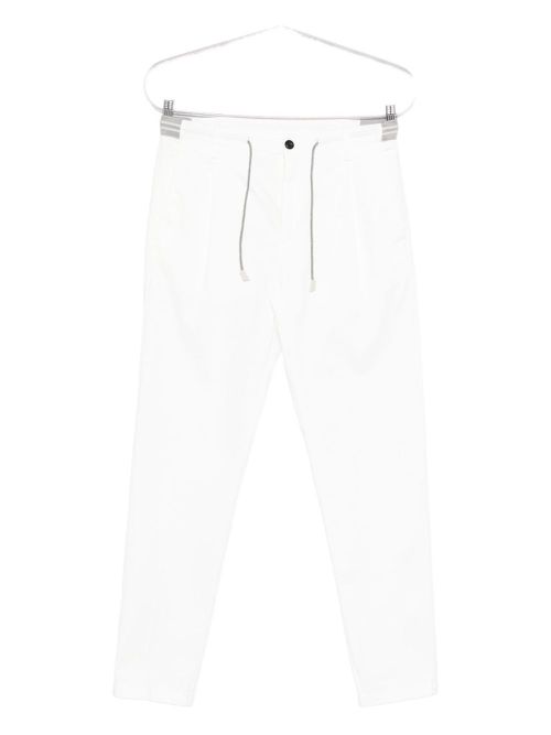 Pleated drawstring-waist trousers - White