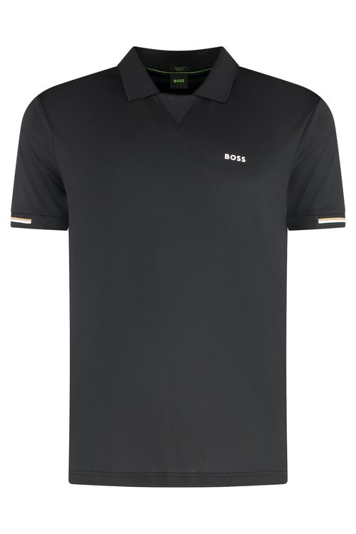 Technical Polyester-Elastane Polo Shirt — Black