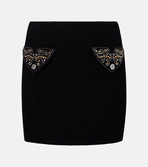Virgin wool crêpe miniskirt