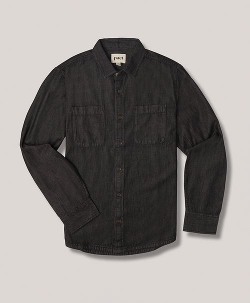 Men's Black Chambray Chambray Ranch Button Up