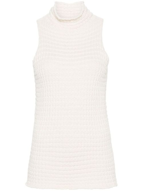 High-neck knitted top - Neutrals