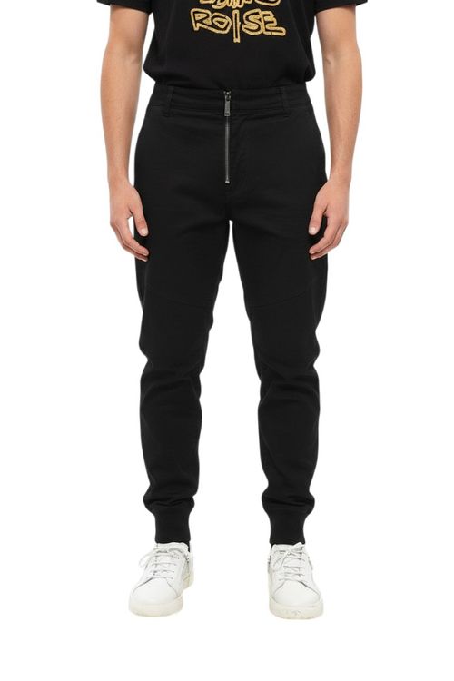 Black Solid Cargo Trousers