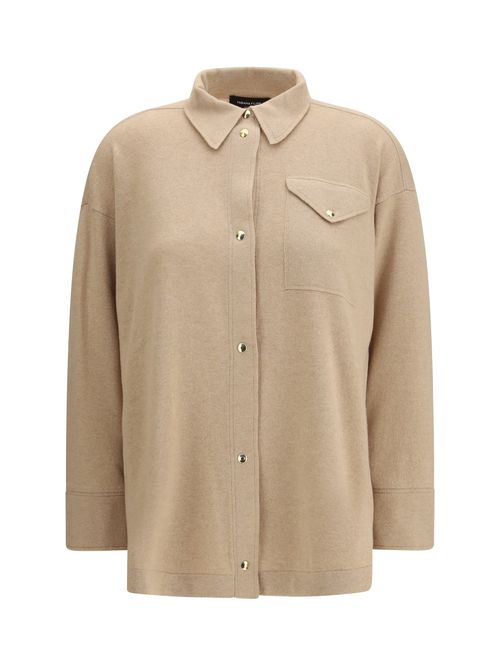 Wool-Blend Knit Shirt — Beige