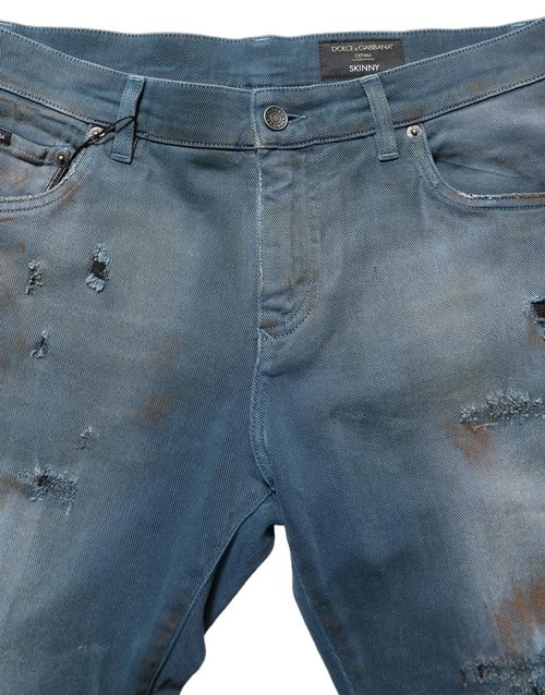 Distressed Skinny Denim Jeans — Blue