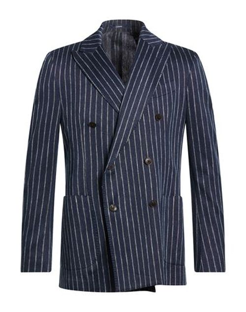 Man Blazer Navy Size 36 Cotton, Linen