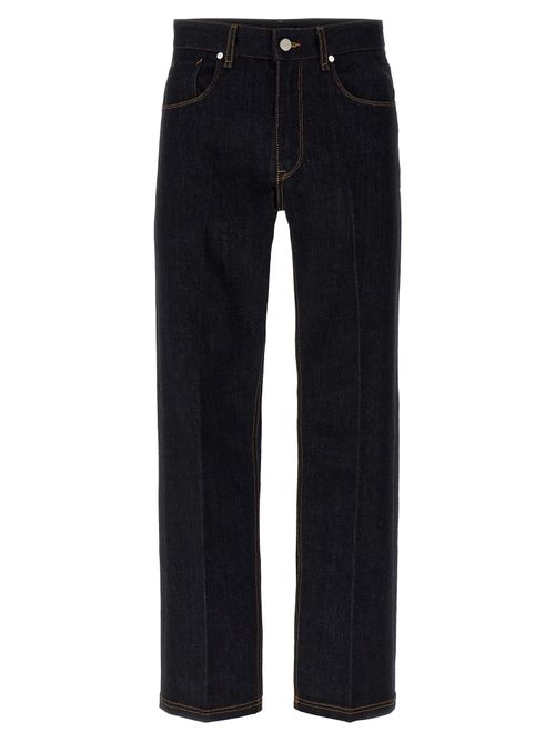 Cotton Straight-Leg Jeans — Blue