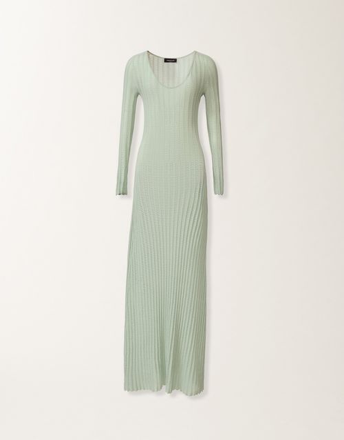 Long dress in organic cotton, Ghirri green