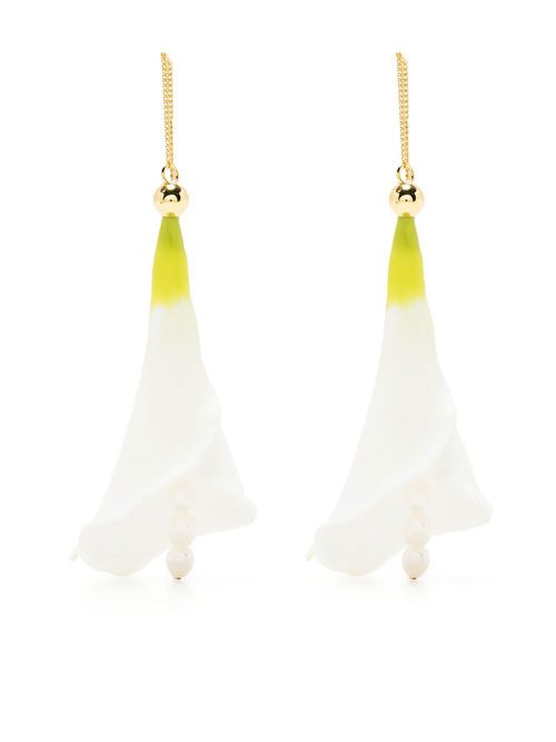 Flower-drop earrings - White