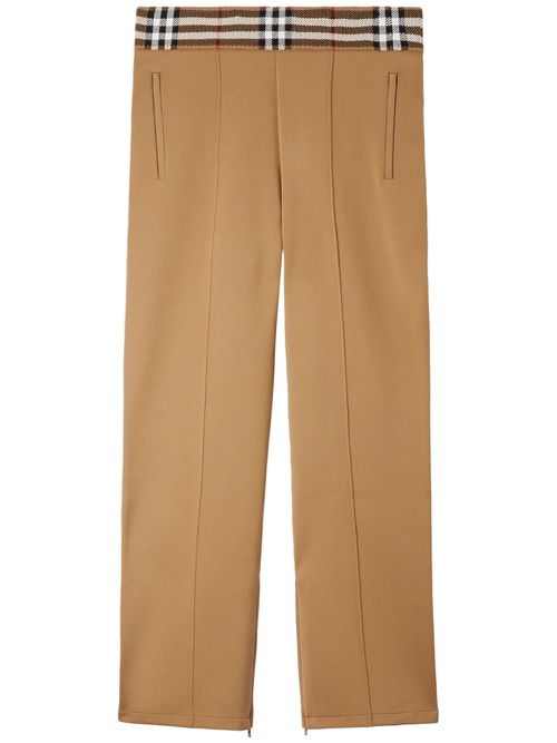 Check-trim joggings trousers - Neutrals
