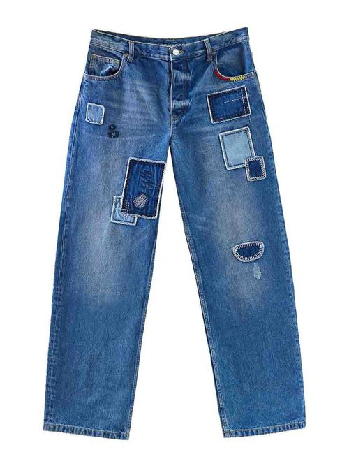 Patchwork Straight Jeans