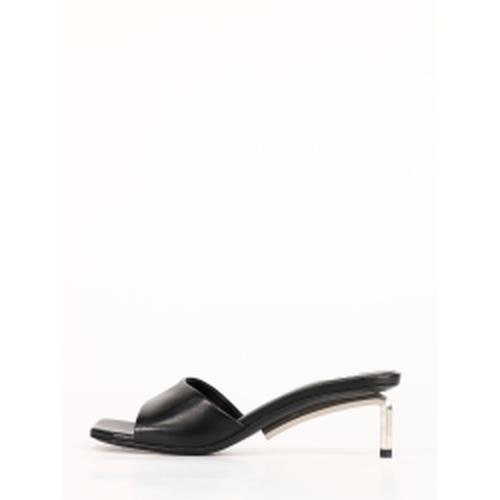 Square-toe leather mules - Black