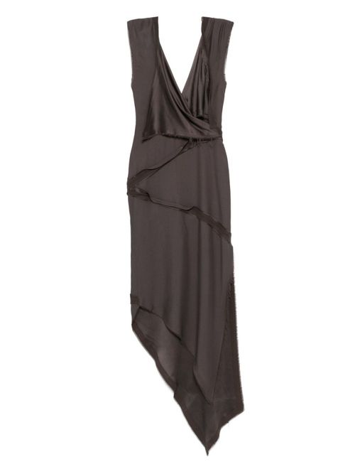 Brown Draped Midi Dress