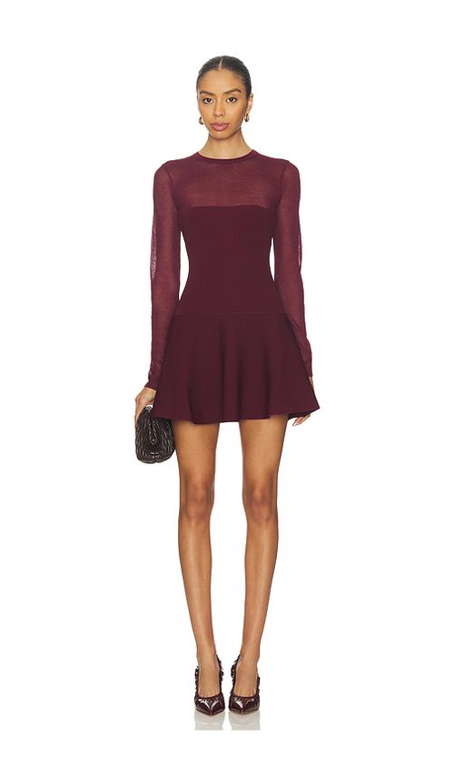 SEROYA Joselyn Knit Dress in Burgundy. S. Also in XXS