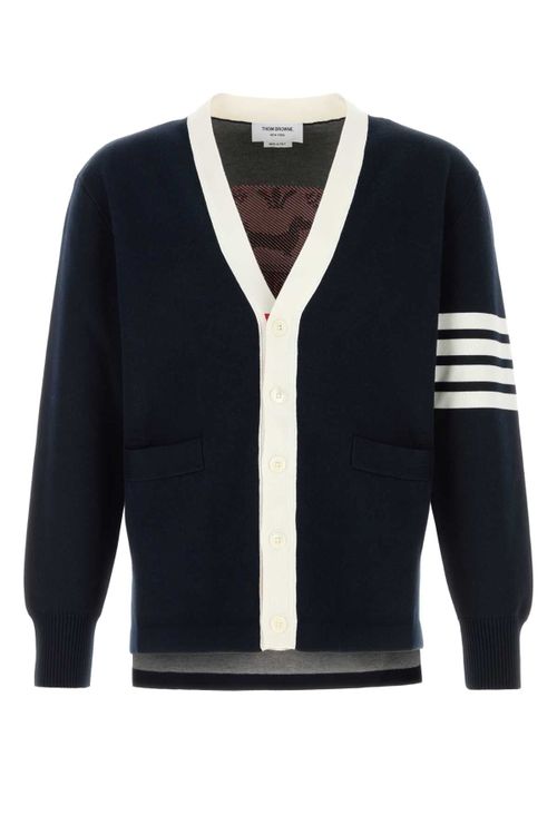 Cotton-Nylon Blend Cardigan — Navy