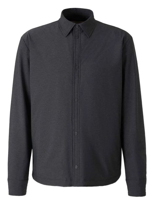 Resort-Style Button-Front Shirt — Dark Grey