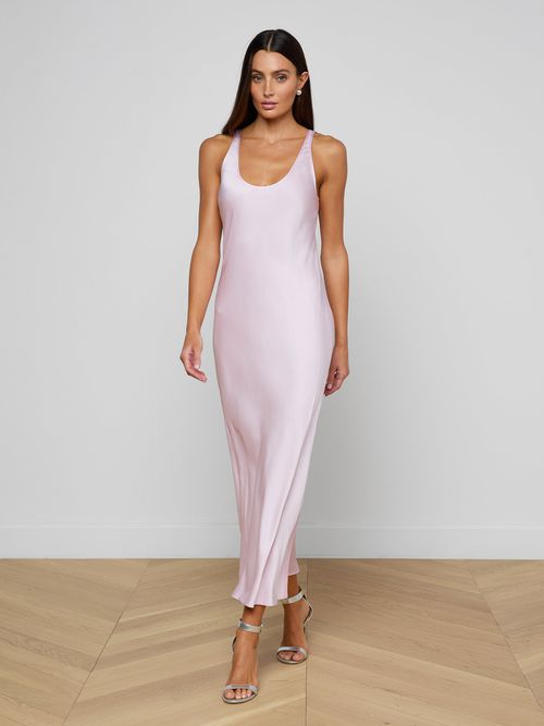 Akiya Satin Maxi Dress In Icy Lilac