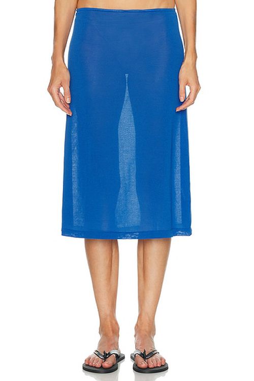Ziah Sheer Knit Skirt in Blue
