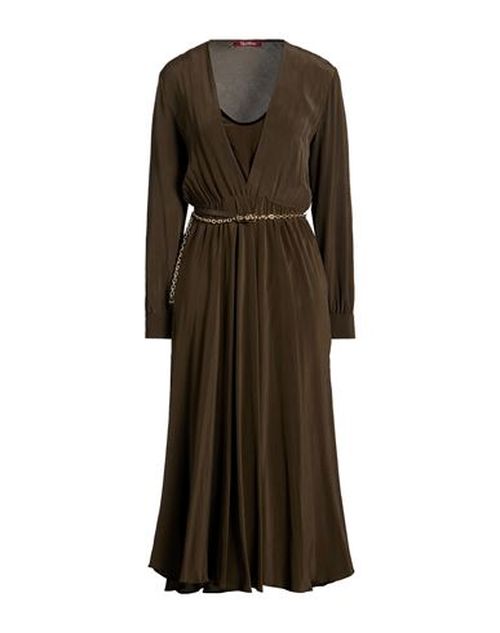 Woman Midi dress Military green Size 6 Silk