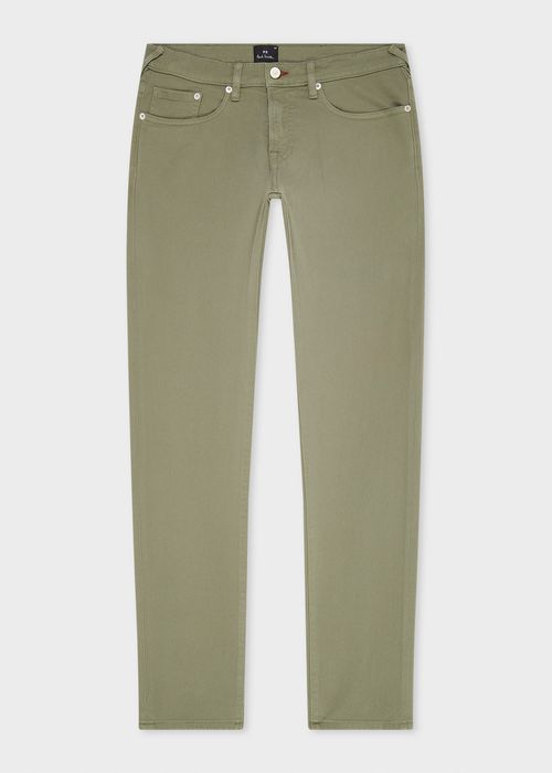Tapered-Fit Washed Green Garment-Dyed Organic Cotton-Stretch Jeans