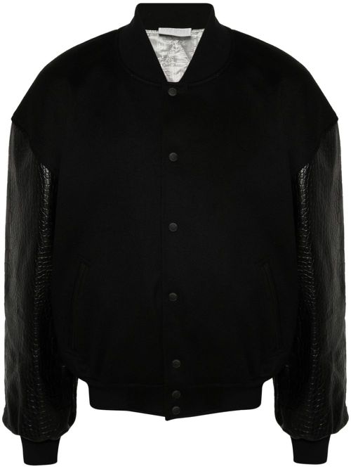 Embossed-crocodile detail bomber jacket - Black