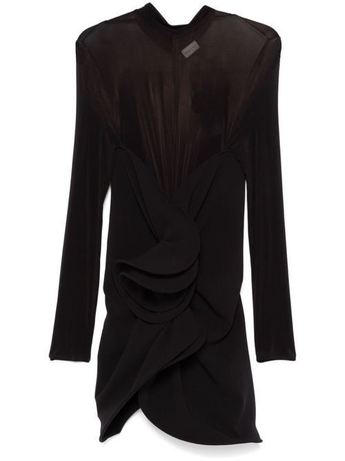 Sculptural high-neck mini dress - Black