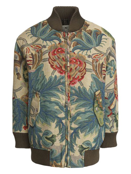 Patterned-jacquard bomber jacket - Green