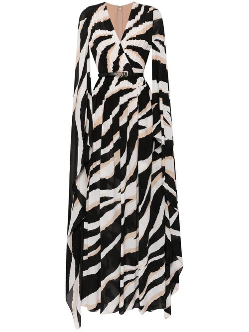 Zebra-print silk dress - White