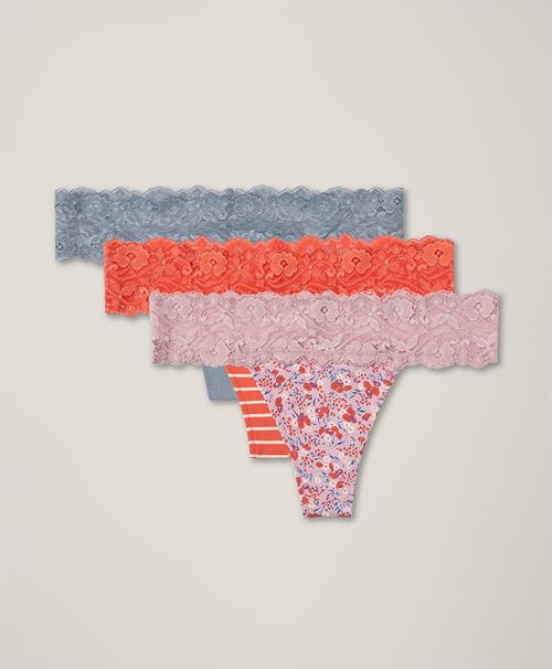 Women's Flower Fields Lace Waist Thong 3-Pack