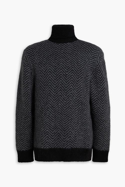 Herringbone alpaca-blend turtleneck sweater - Black - S