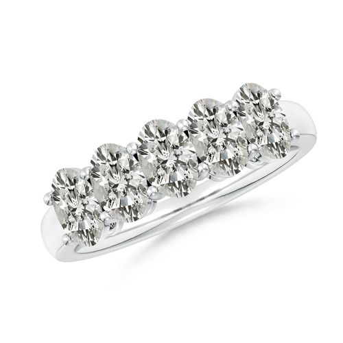 Angara 2.15 Carats Prong-Set Oval Diamond Five Stone Wedding Ring in 14K White Gold