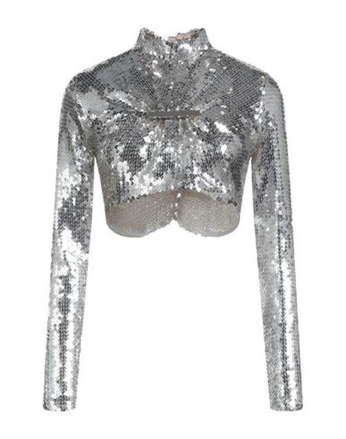 Woman Top Silver Size 2 Polyester, Polyamide, Elastane