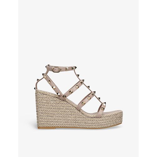 Womens Blush Rockstud 95 Braided Leather Heeled Sandals